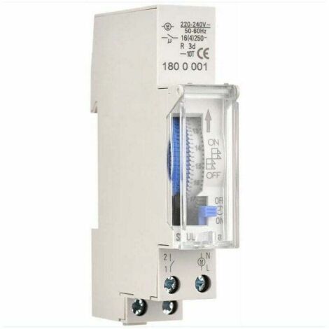 Minuterie mécanique de 24 heures Minuterie minimale de 15 minutes Montage sur rail Batterie intégrée, SUL180a AC220-240V Gris - SUL180a AC220-240V Gris