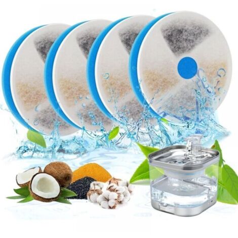 Filtres de Fontaine a Eau Chat, Lot de 4 Filtres de Rechange pour Fontaine à Eau pour Animaux de Compagnie, Convient pour WF190 (1/4)