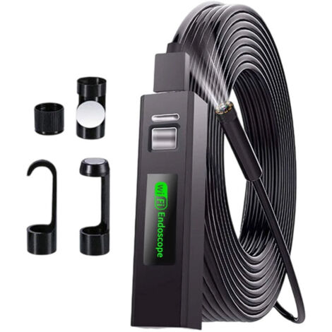 Caméra d'inspection endoscope industrielle 1200p HD avec sonde étanche IP68 de 8 mm – Câble 8 lumières LED réglables pour inspection mécanique automatique