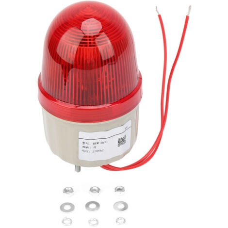 Lumière de signal stroboscopique LED 220V 3W – Clignotant rouge pour alarme – Montage facile avec boulon – Diamètre 75mm