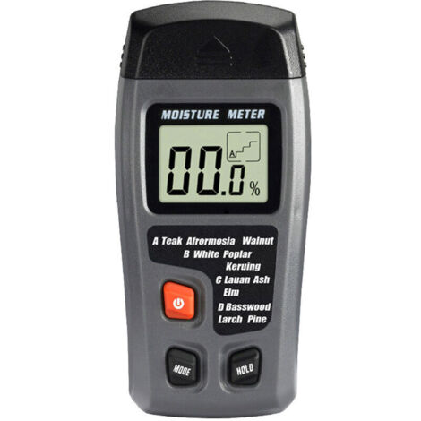 Testeur d'humidité du bois à 2 broches Détecteur d'humidité numérique avec écran LCD HD Hygromètre à bois Plage de 0 à 99,9 % Précision de 0,5 % Résolution +/- 0,1 % pour bois, bûches, béton, carton