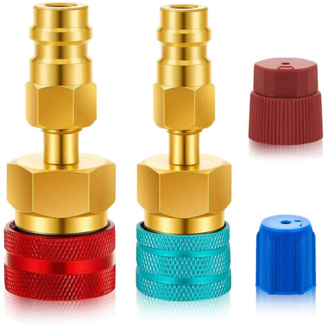 Adaptateur R1234YF vers R134A, adaptateurs bleu et rouge côté haute et basse pression R1234YF, raccords de tuyau de climatisation pour la vidange et la recharge du compresseur R1234YF