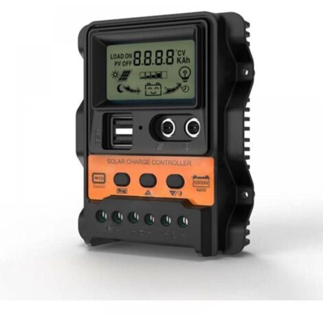 Contrôleur de Charge Solaire Régulateur de Charge Solaire PWM 12V 24V 30A Double Sortie USB 5V Regulateur Oanneau Solaire avec Écran LCD pour Les Batteries Plomb-acide(30A)