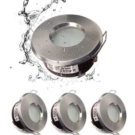 IP65 spot LED encastrable étanche, configuration de douille GU10, adapté aux spots de salle de bain et de cuisine (ampoule non incluse) Satin Nickel Downlight découpe 75mm
