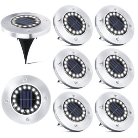 16 LED Lampe Solaire Extérieur-8 Pièces Spot Solaire Jardin Etanche Lampadaire pour Passerelle Chemin Terrasse Cour Souterraine Encastrer Pelouse