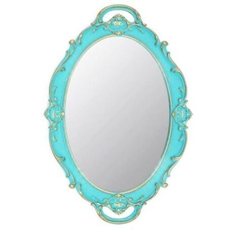 Miroir Mural Ovale décoratif Vintage 37 x 25 cm (Bleu) (1/5)