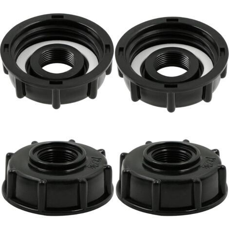 Adaptateur de Réservoir IBC Connecteur - Baril Raccord Tuyau Accessoires Bouchon Conteneur - pour Robinet de Jardin D'adaptateur Cuve Sortie Raccord 3/4 Pouces - 4 Pièces Noir