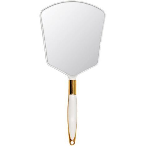 Miroir à main avec poignée, miroir de maquillage avec trou pour crochet pour salle de bain et chambre à coucher, miroir(blanc)