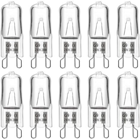 Ampoule Halogene G9 28W 230V, 370LM 2700K Blanc Chaud Dimmable, G9 Ampoules Capsule, pour Lustres, Lampes de Paysage, Appliques Murales, Éclairage d'armoire, Lot de 10