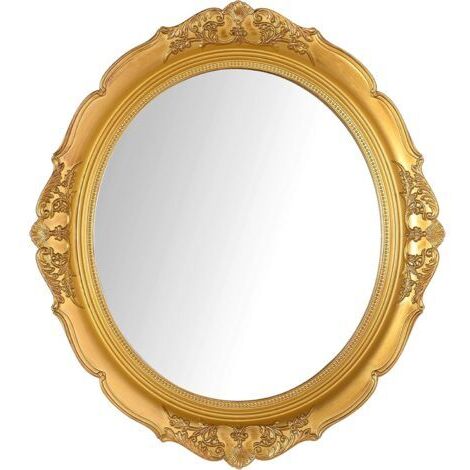 Miroir mural décoratif vintage à suspendre pour chambre à coucher, salon, commode, 33 x 37cm (doré) (1/5)