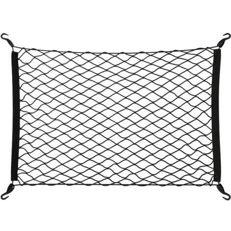 Filet de voiture, 80x62 cm, élastique, bagage, universel, coffre, protection, rangement, sûr, maille, noir