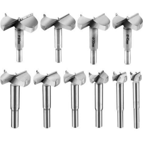 10 Pcs Meche Bois 15-60mm Fraise Bois Carbure Foret Bois Meche a Faconner Meche a Fraiser Bois Fraise Perceuse Bois 15mm 20mm 25mm 30mm 35mm 40mm 45mm 50mm 55mm 60mm (1/5)