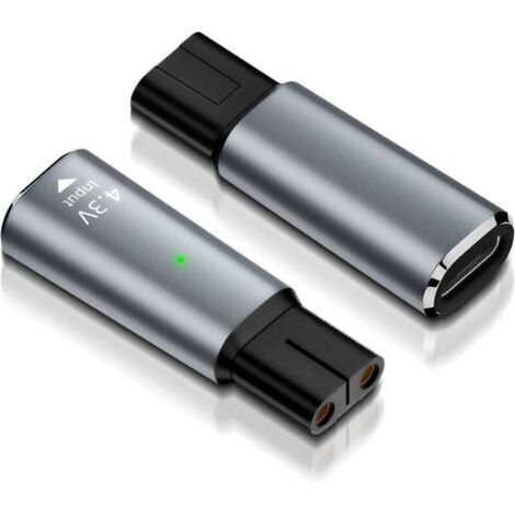Lot de 2 chargeurs de rasoir 4,3 V - Adaptateur USB C - Pour Philips OneBlade QP2520 QP2620 QP2510 MG3720 MG5720 MG3730 MG5730 MG3710 BT3206 BT3208 (sans câbles) (1/5)