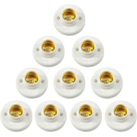 E27 Support De Lampe, Douille a Vis Murale,Adaptateur de Convertisseur de Base d'ampoule LED, pour Ampoule E27 Douille à vis Ronde en Plastique 10PCS
