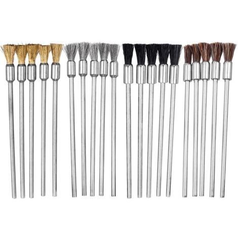 20pcs Mini Brosse Métallique Brosses Métalliques Perceuse Brosse en Forme de Stylo Brosse Laiton 4 Styles pour Nettoyage Décontamination ébavurage Éliminer Rouille et Corrosion