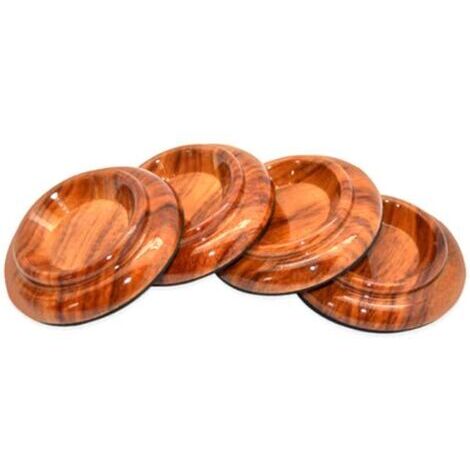 Lot de 4 coupelles en bois dur - Tampons de protection pour pieds de meuble Tasses pour roulettes de piano - Noir (1/4)