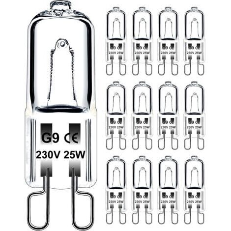 Ampoule G9 25W 230V Dimmable Blanc Chaud, Ampoule Halogène G9 Tolérance de 300°C, Ampoule Four G9 Pour Four Micro-ondes Cuisinière Plafonniers, Lot de 12