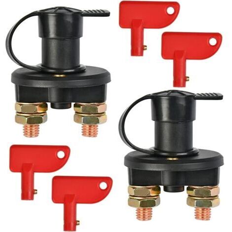 2pcs Isolateur Interrupteur de Batterie,Automobile Coupe-Batterie Isolateur Couper Off Puissance pour Auto Voiture Bateau Camion Véhicules