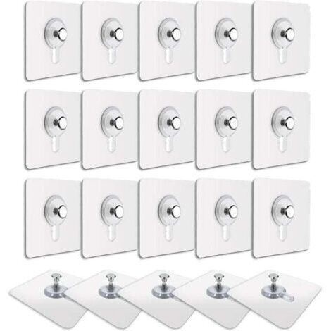 20 Pcs Accroches Tableau sans Percer, Fixation Cadre sans Percer, Accroche Cadre sans Percer Adhesif Imperméable Amovible Autocollant Anti-trace, Crochet Tableau Adhésif Transparent