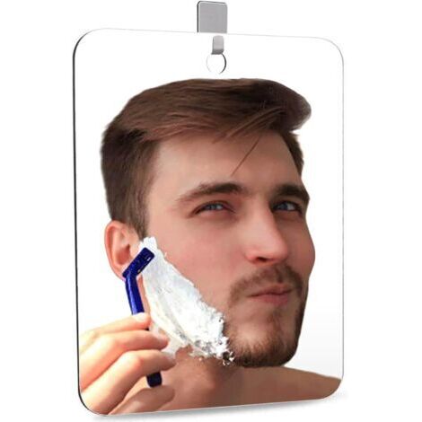 Miroir de Douche Anti Buée, Miroir Rasage avec Adhesif, Petit Miroir pour Salle de Bain, Miroir Adhesif Porte, Grande Miroir de Camping de Voyage avec Ventouse, 20cm x 25cm