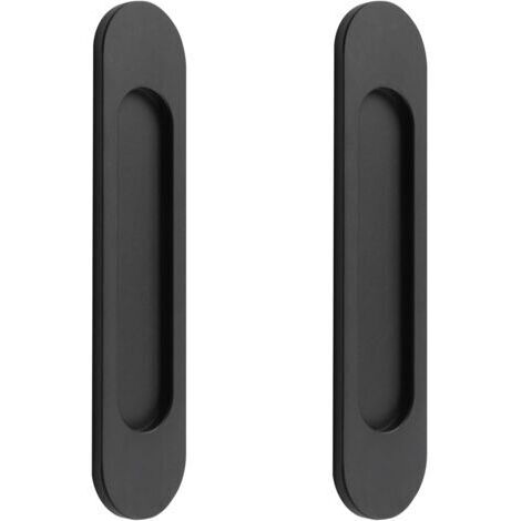 Poignée de porte coulissante ovale autocollante, sans poinçon, adaptée aux portes de grange coulissantes, fenêtres, placards (18 cm noir) (1/5)