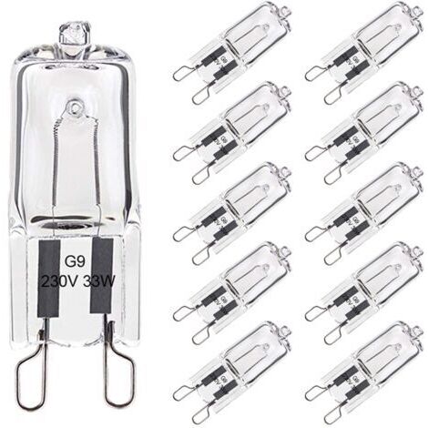 Lot de 10 Ampoule G9 33W Blanc Chaud, Halogène G9 Pour Four Tolérance de 300°C, G9 Ampoules Capsule Filament 420LM 230V