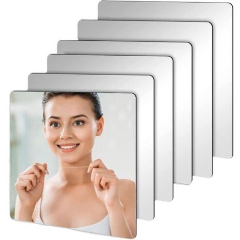 6 Pièces Miroir Mural Autocollant, Autocollant Mural Décorative Auto Adhésifs, Miroir Acrylique Antidéflagrant Carrés Flexible pour Salle de Bain Salon Chambre (1/5)