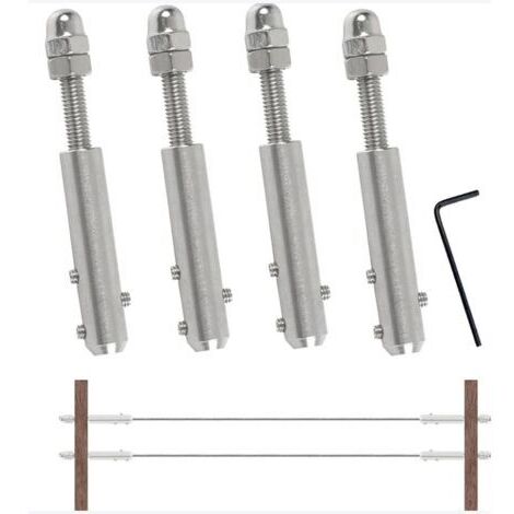 4 Pièces Tendeur Cable Inox Cable Inox 4mm, Terminal pour Fil Inox Métallique Terminal À Vis pour Cable Métallique 4 mm (1/4)