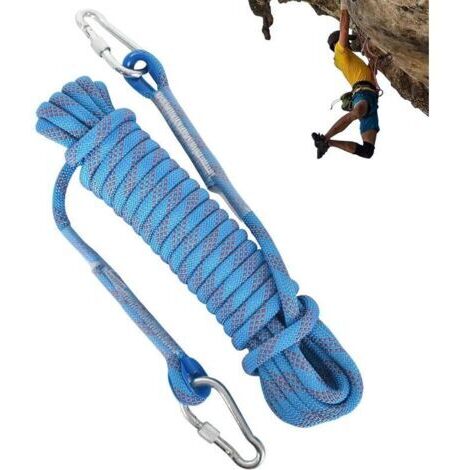 Corde Escalade 10m,Escalade Materiel Mousqueton,Corde De Sécurité Extérieure,Corde Balancoire Exterieur,pour Camping, Alpinisme, Pêche, Sauvetage