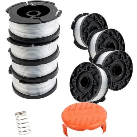 Fil Coupe pour Coupes-Bordures Compatible avec Black et Decker AF-100, Bobine de Rechange, 8 Bobines de Remplacement avec 1 Couvercle de Bobine et 1 Ressort (1/5)