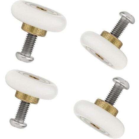 Lot de 4 roulettes de rechange pour porte de douche - avec vis M6 - Diamètre : 19mm (1/4)