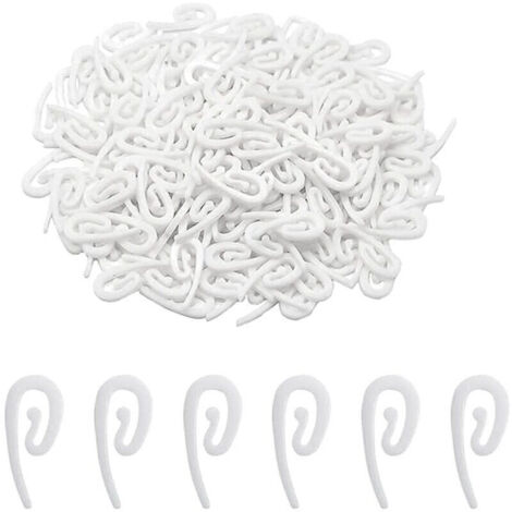 Lot de 50 Agraphes pour Rideaux en Plastique-BlancTaille 28X12 MM Crochet Rail pour Douche/fenetre/Porte-Crochet