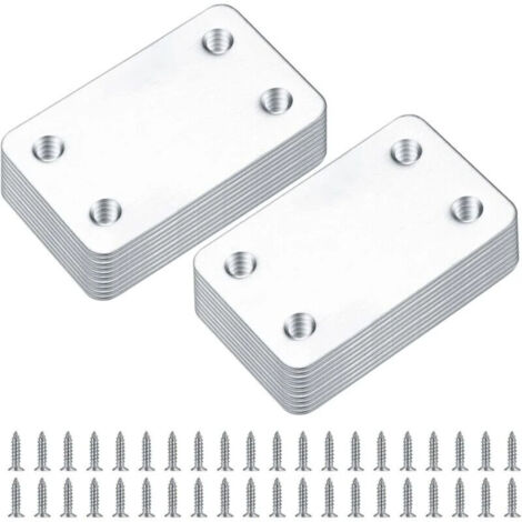 20 Pièces Plaques d'assemblage Perforée Plates, Fixation Droits Plats Plaques, Connecteurs Equerre Fixatio Plats, Connecteur Plaques de Raccord - 38x60 mm (Argent)