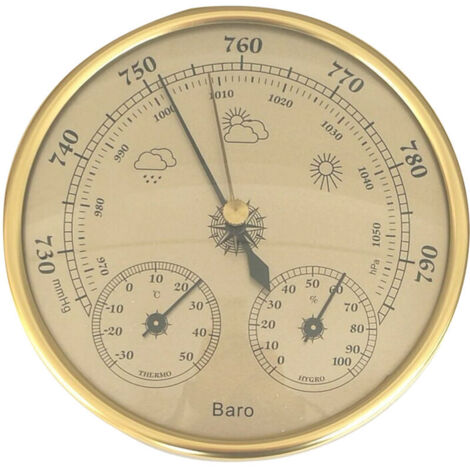 Baromètre, Station Météo avec Baromètre et Thermomètre Hygromètre, Station Météo Analogique Murale 3 en 1 pour Intérieur et Extérieur