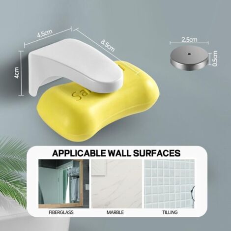 2 Pièces Porte Savon Aimanté Sans Perçage, Magnetique Mural pour Salle de Bain et Cuisine (1/3)