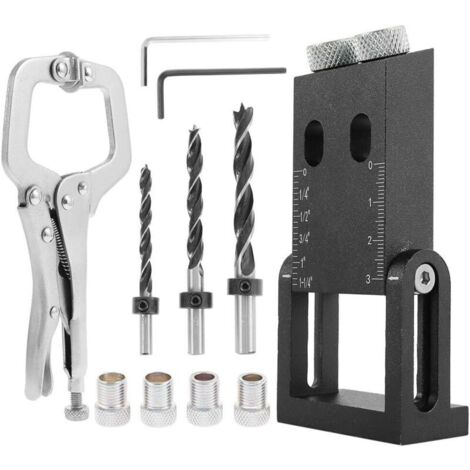 16 PCS Gabarit de trou incliné pour le travail du bois à 15 degrés, kit de gabarit de trou de poche - Guide de perçage de chevilles, outils de menuiserie,Localisateur de poinçon pour le travail du boi