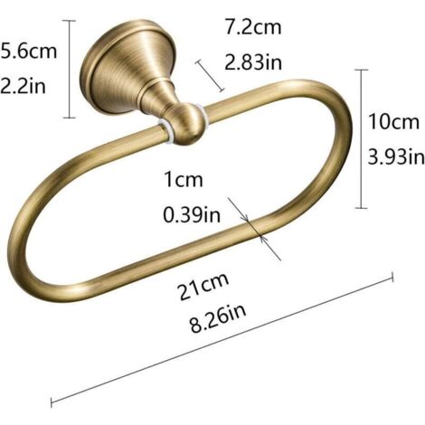 Anneau-Torchon Porte-serviette ovale en Laiton Antique Support-serviette pour accessoires de Cuisine Salle de Bain fixé au mur, Bronze brossé