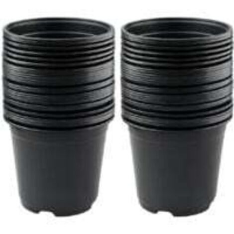 Lot de 50 Pots de Fleurs en Plastique Noir de 15 cm pour Plantes succulentes, légumes et boutures