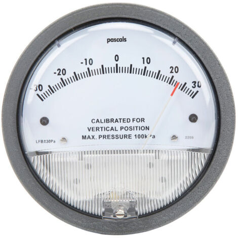Manomètre différentiel, manomètre industriel 0 à 60 Pa, filetage femelle 1/8, plage de température -7 °C à 60 °C (1/4)