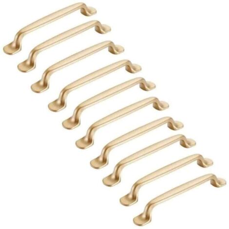 Lot de 10 poignées de placard dorées 128mm – Alliage de zinc – Installation facile avec vis incluses – Pour meubles modernes - 128mm-Poign (1/4)