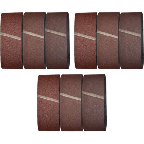 Lot de 9 Bandes Abrasives pour Bois et Métal, pour Ponceuse à Bandes - Dimensions (R219)610X100 - Grain 40/80/120