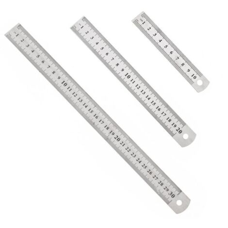 3 Pcs Acier inoxydable Règle précision Métal Droite Règle en Kit 15 cm(6''), 20cm(8''),30cm(12'') Argent Réglet en Inox