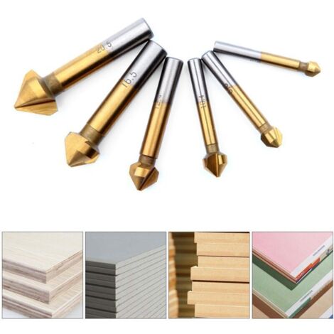 Fraise Conique Metal Bois,Foret Titane Metaux Chanfreiner HSS 90 Degrés 6,3mm, 8,3mm,10,4mm, 12,4mm, 16,5mm, 20,5mm Fraise a Noyer (1/3)
