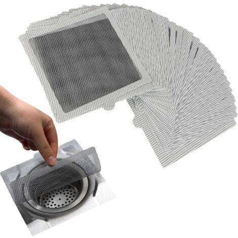 40 pcs Attrape Cheveux Douche Autocollant Jetable, 15 cm x 15cm, Filtre Cheveux Douche Adhésif Flexible pour Caniveau de Douche, Cuisine, Salle de Bain, Contre Les Bouchons de Drain (1/4)