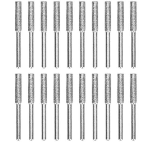20 Pièces Tronçonneuse Affûteuse Fraise Tête De Meulage Tronçonneuse Tête De Meulage Fichier Rotatif Affûtage Ensemble D'outils Kit(4mm-argent) (1/4)
