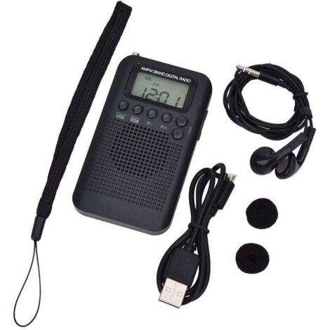 (103x60x15mm)Radio Portable Mini Radio de Poche avec Haut-Parleur FM/AM Numérique Stéréo DSP Récepteur avec Réveil et Minuterie pour Maison et l'extérieur Marche Radio Personnel avec Ecouteurs