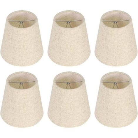 Promotion, Ensemble de 6 Petits Abat-Jour, Abat-Jour Baril en Toile de Jute Clip sur Ampoule pour Lampe de Table et lampadaire, Abat-Jour de Lustre Nordique Beige 3,5 x 5,5 x 5,2 Pouces