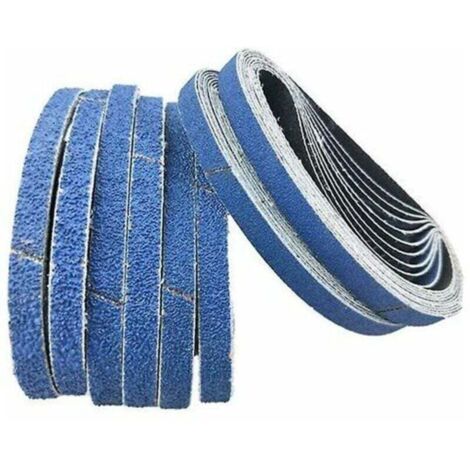 Bandes abrasives en corindon zirconium, 13 x 457 mm, chaque grain 4 x 40/60/80/120 - Paquet de 16 bandes abrasives