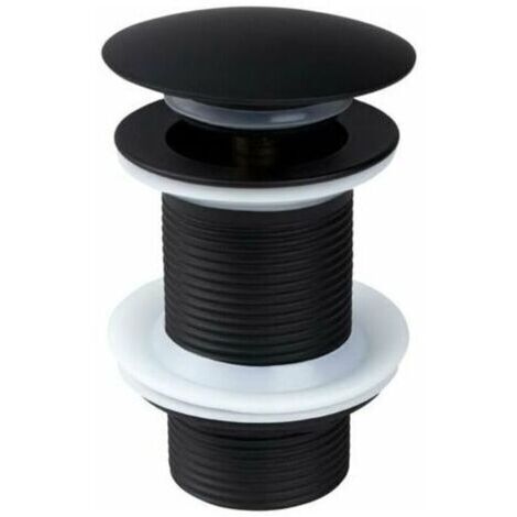 Bonde de Lavabo Noir Sans Trop Plein, Bonde de Lavabo Pop Up Noir Universelle, Bonde de Vidage Sans Trop Plein, Bonde de Vidange Sans Trop Plein, Bonde Pop Up Automatique pour Vasque a Poser,