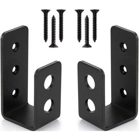 Lot de 2 supports de porte en acier robuste pour porte de 2 x 4, barre de sécurité en forme de U
